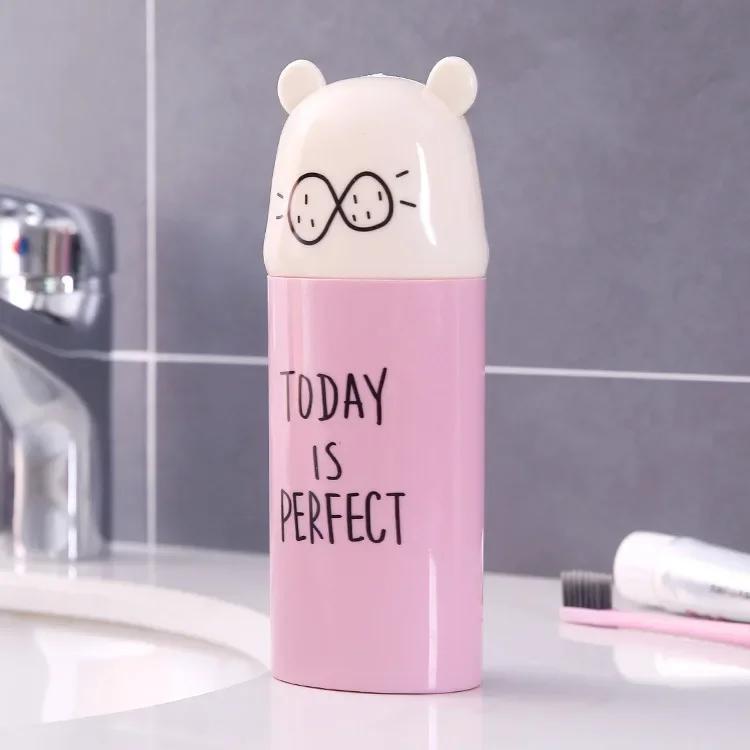 Cute Portable Toothbrush Holder Box Travel Toothbrush Cup Mouthwash Cup Toothpaste Storage Container Bathroom Outdoor Supplies