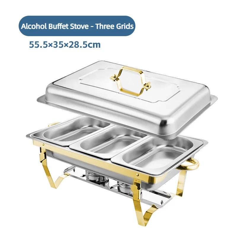 Hotel Restaurant Dining Stove Thickened Stainless Steel Buffet Stove Alcohol Heating And Insulation Grid Buffy Stove