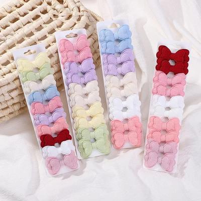 10 Stück/Set Farbige Haarspangen-Set für Mädchen Doppellagige Schleife Pony Haarspange Baumwolle Sicher Kinder Baby Haaraccessoires Geschenke
