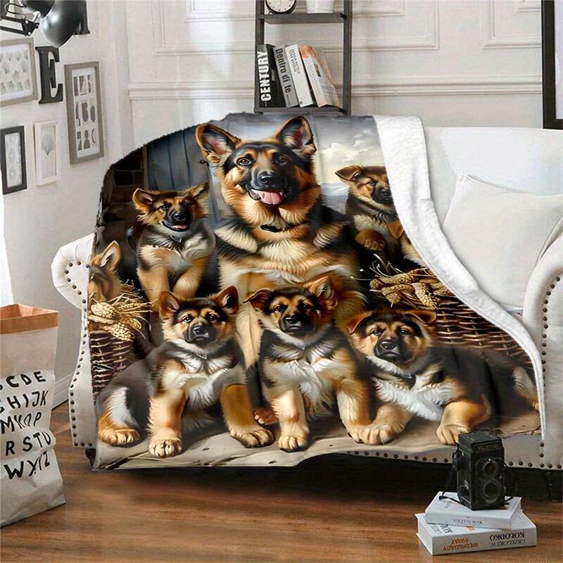 

German Shepherd Blanket Dog Lover Gift Warm Fleece Throw Pet Art Home Decor Cozy Winter Essential 75x100cm