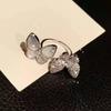 Super Immortal Zircon Butterfly Open Index Finger Ring, Trendy Design Temperament Versatile Index Finger Ring