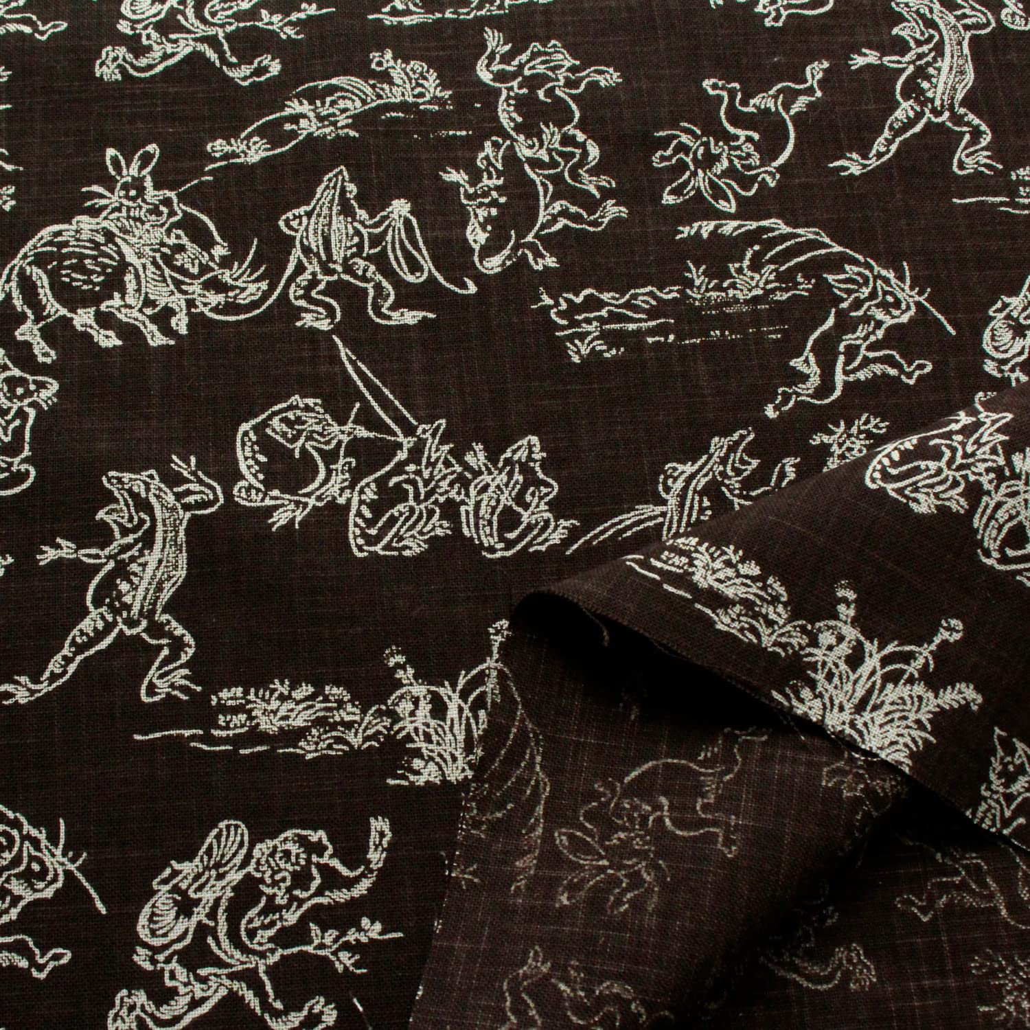 

Nippon Chuko Choju Giga Irregular Print Dark Brown with Beige Approximately 110cm 5m (Choju Giga) Indigo-Dyed Fabric, Lines, Wide, Cut, KW7070-7F-5M