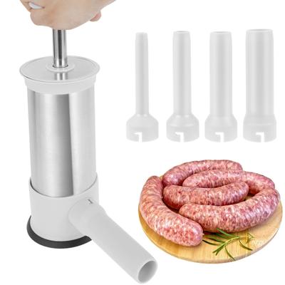 Ręczna nadziewarka do kiełbas 1 kg Stal nierdzewna Pionowa maszyna do produkcji kiełbas z 4 rurkami napełniającymi Domowe narzędzia do nadziewania mięsa