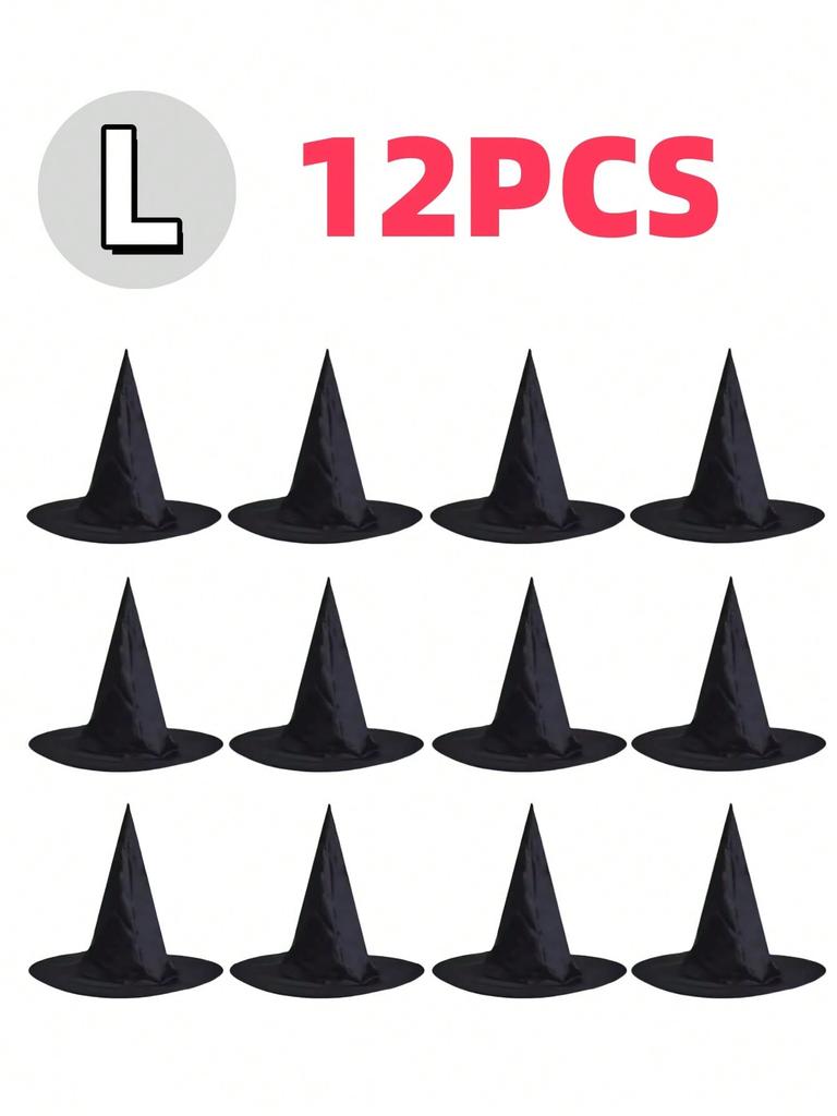 12PCS Halloween Party Decoration Hats Suitable For Both Men And Women Black Wizard Hats Halloween Party Costumes Accessories
