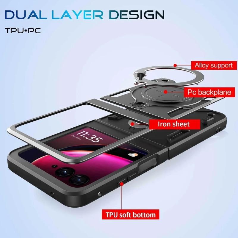Slide Cover for Motorola Moto Razr 60 Ultra 50 40 Ultra Razr Plus Case Ring Stand Holder Shockproof Camera Protection Capa