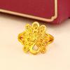 Gold Plated Peacock Openwork Ring for Women - Elegant Bridal Engagement Jewelry, Adjustable Design