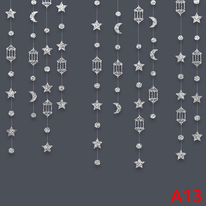 DIY Heimdeko Eid Mubarak Banner Ornamente Ramadan Kareem Hängegirlande Islam Muslim Hängender Streamer Zugflagge