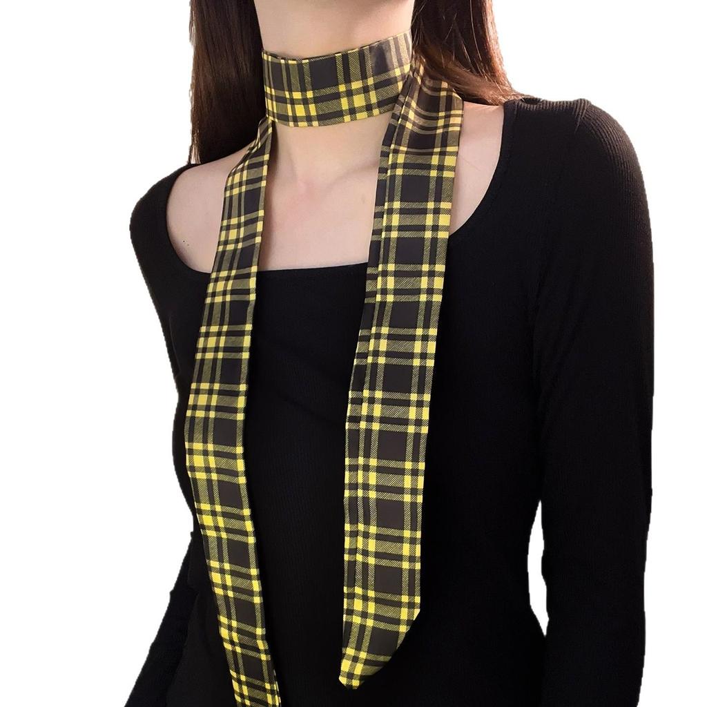 2025 Women's Plaid Tie Belt: American Retro Red & Black Color Block Style