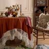 Tovaglia da pranzo in velluto di lusso per tavolo quadrato rotondo con pizzo morbidi copritavolino eventi per feste arredamento casa colore unito