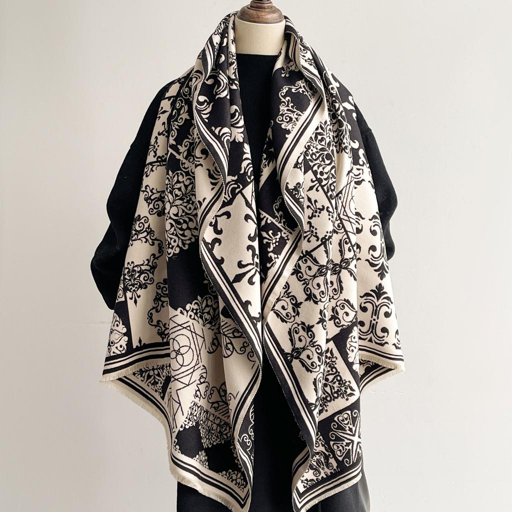 High end Scarf for Women in Winter Light Luxury and Warm Imitation Cashmere Shawl with Square Double Sided Scarf New Style