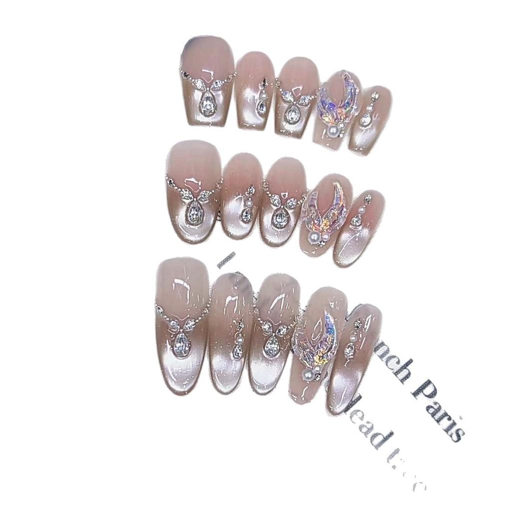 Reine Handgefertigte Neuer Stil von Sea Secret Zirkon Diamant Handbemalt Fischschwanz Licht Laufendes Katzenauge Nagelsticker