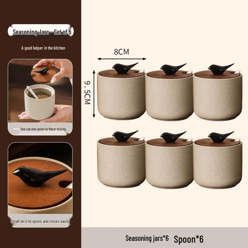 Ru Han Ceramic Titmouse Seasoning Jar Set