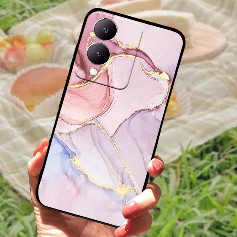Für Vivo Y17s Hülle Mode Cartoon Schwarz Silikon Weiche Rückseite Hülle Für Vivo Y17s Handyhülle Cover 6,56" Y 17 s Funda Coque