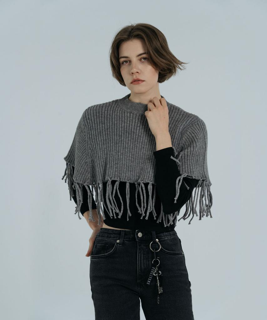 DOLIGRAM Cape Warmer Knit Shawl Gray
