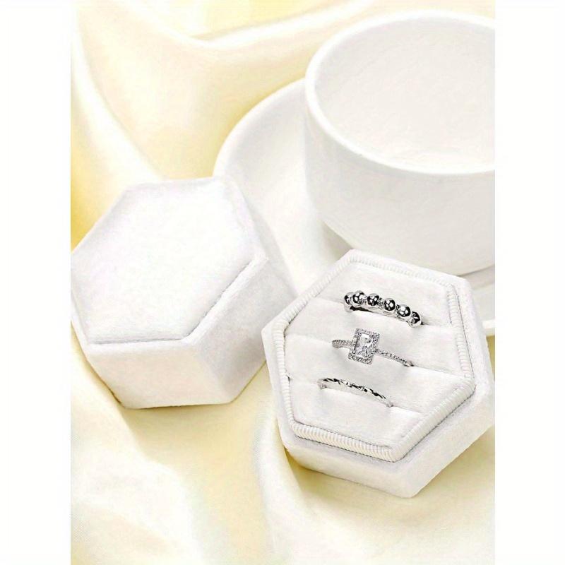 1 Pc Velvet Ring Box, 3 Slots Triple Slot Ring Box Wedding Day Ring Box For Wedding Ceremony Wedding Ring Holder Ring Box For Wedding Proposal