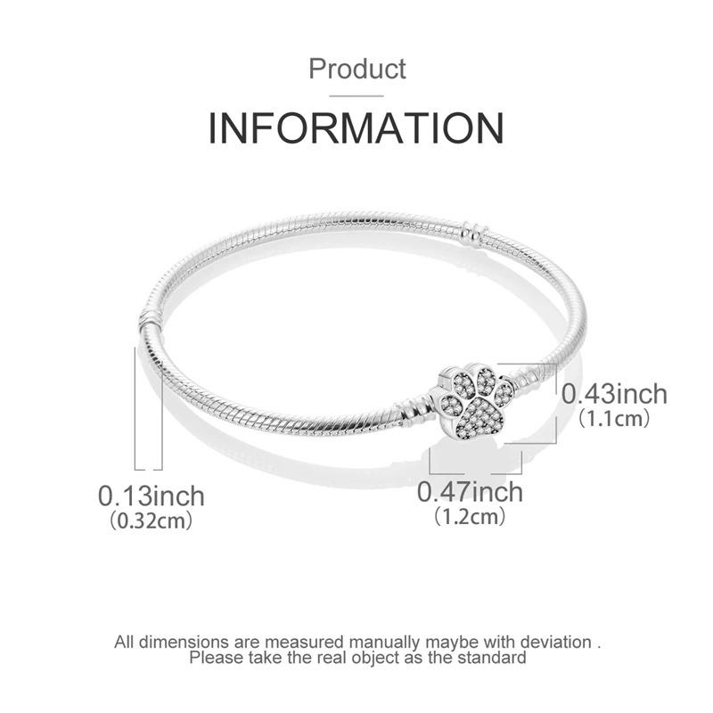 Original Bracelets 925 Silver Snowflake Heart Safety Chain Charms Bead Bracelet For Birthday Wedding Jewelry DIY Making