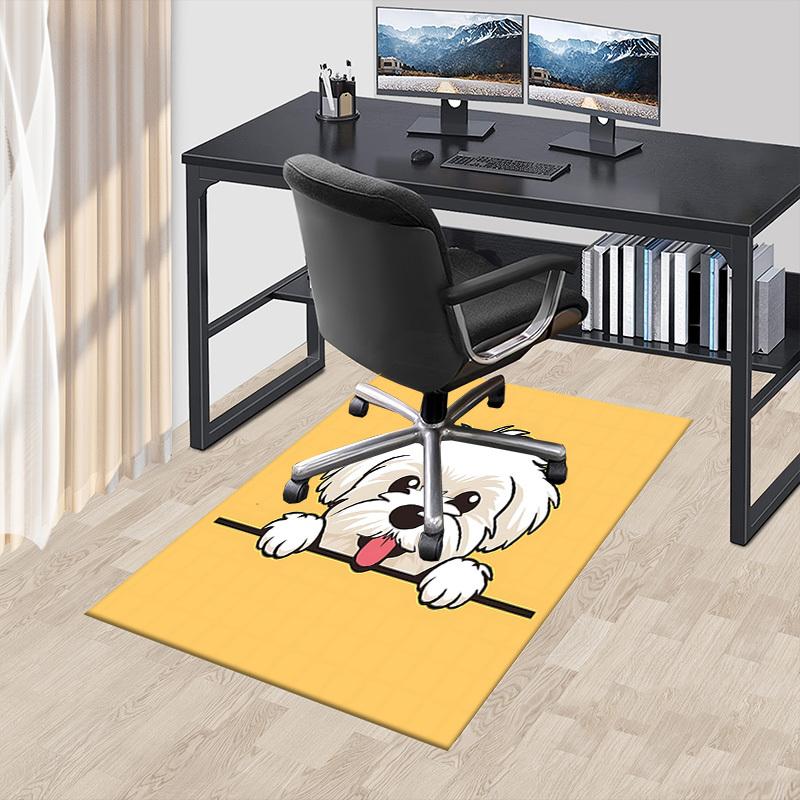 1PC Dog White Non-Slip Floor Carpet Compatible for Office&Living Room&Bedroom&Dining room - Flat-Weave Machine-W243