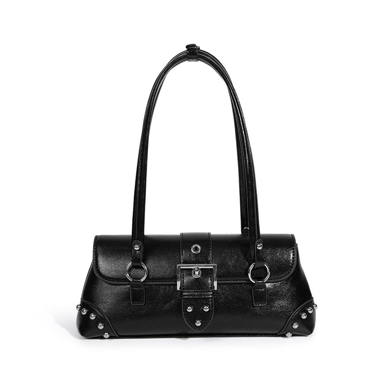 

NBY Оригинальная Нишевая Трендовая Стильная Сексуальная Сумка Под Мышку 25 Новых Заклепок Тяжелая Промышленность Большая Вместимость Сумка Под Мышку Black(You can put down your belongings.)