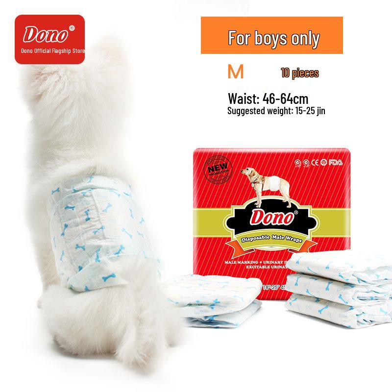 DONO Disposable Male Dog Diapers with Sanitary Napkins, Medium Size Pee Pads