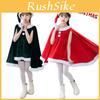 Entzückendes Weihnachts-Samt-Outfit für Kleinkind-Mädchen mit Umhang-Cape Weihnachtsmann Wichtel