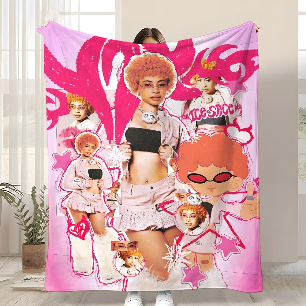 

Rapper I-Ice Spice Throw Kid-Friendly Flannel Throw Blanket Soft Warm Anti-Static Washable All Season 75x90cm