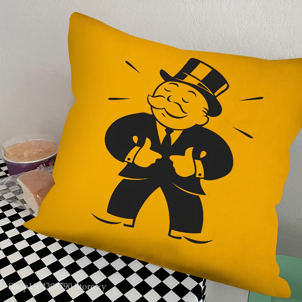 Game Dollar Alec Monopoly Man Pillow Case Square Pillow Bedroom Sofa Leisure Comfort Cushion Car Living Room Home Decoration