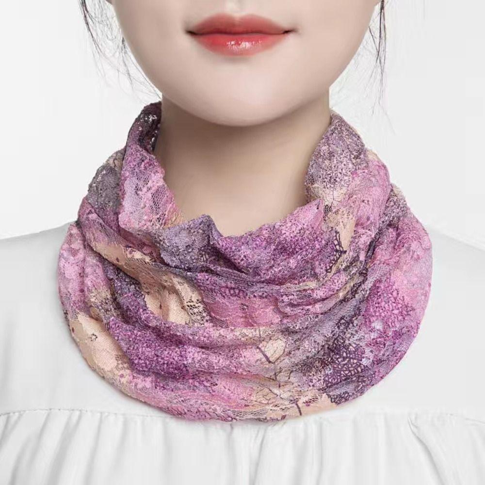 Floral Silk Scarf Ice Silk Neck Guard Scarf Summer Veil  Women