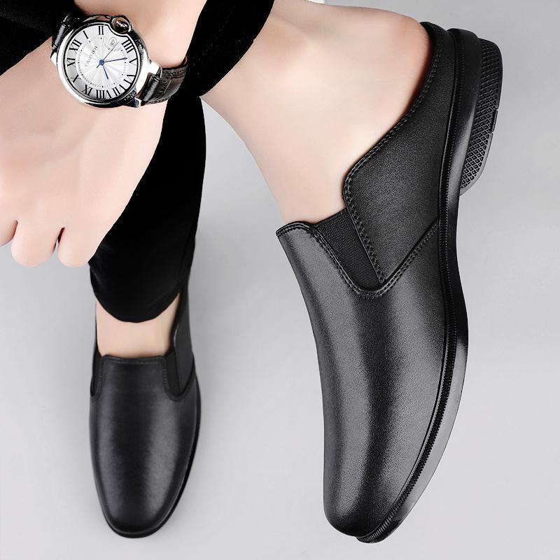 New Men's Hollow Out Breathable Half Slippers Driving Shoes Male Casual Mules Moccasins Breathable Loafers Zapatos Hombre