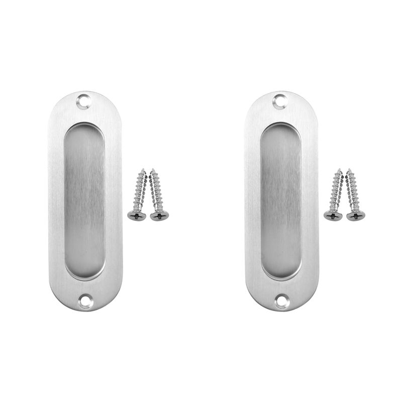 

ABUL-2Pcs Rectangular Face Fix Flush Recessed Sliding Door Pull Handle Stainless Steel срібний