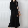 Autumn and Winter Knitted Dress for Women's Casual Mid-length Half Turtleneck Pullover Long-sleeved Sweater Dress