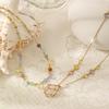 Gentle Water Drop Natural Stone Beaded Layered Necklace Handmade Mesh Crystal Long Choker Set Of 2
