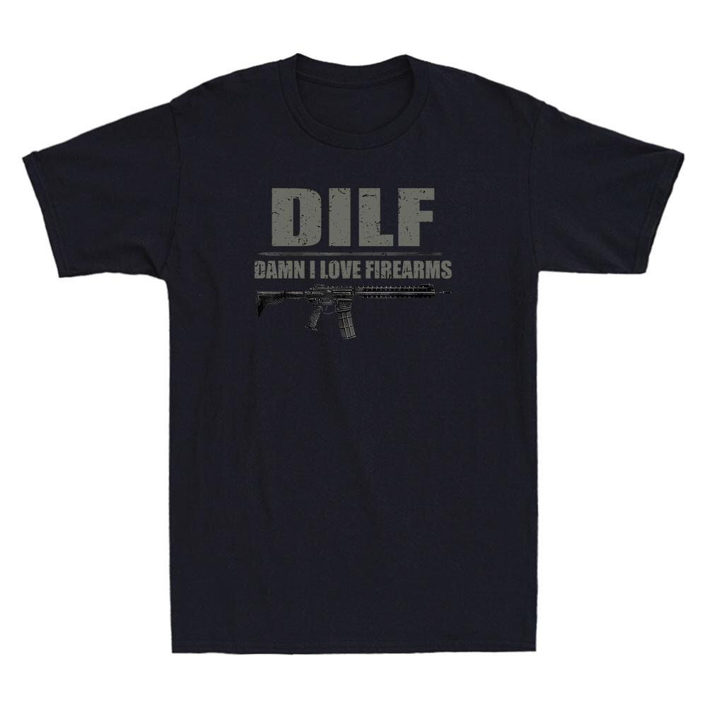 DILF Damn I Love Firearms Funny Gun Lover Quote Retro Men s Short Sleeve T-Shirt S
