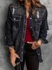 Plus Size Women's Ripped Washed Denim Cardigan Jacket