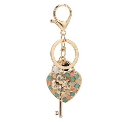 Rhinestone Keyring Pendant Heart Four Leaf Clover Key Shaped Rhinestone Key Ring Bag Decoration Gift