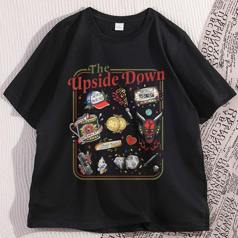 The Upside Down T Shirts for Man Woman Casual Cotton Short Sleeve Tshirt Round Neck Loose and Base Tshirt Graphic Tees
