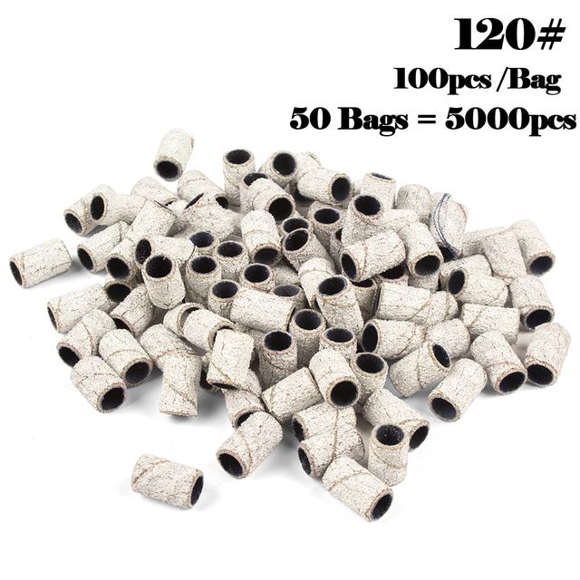 5000pcs Nail Art Sanding Bands 80# 120# 180# 240 Grinder Band for Manicure Drill Machine Removing Gel Varnish Pedicure