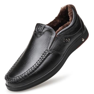 Moda Moda Buty z Prawdziwej Skóry Męskie Casual Pluszowe Śniegowce Luksusowe Męskie Mokasyny Oddychające Wsuwane Ciepłe Buty do Jazdy