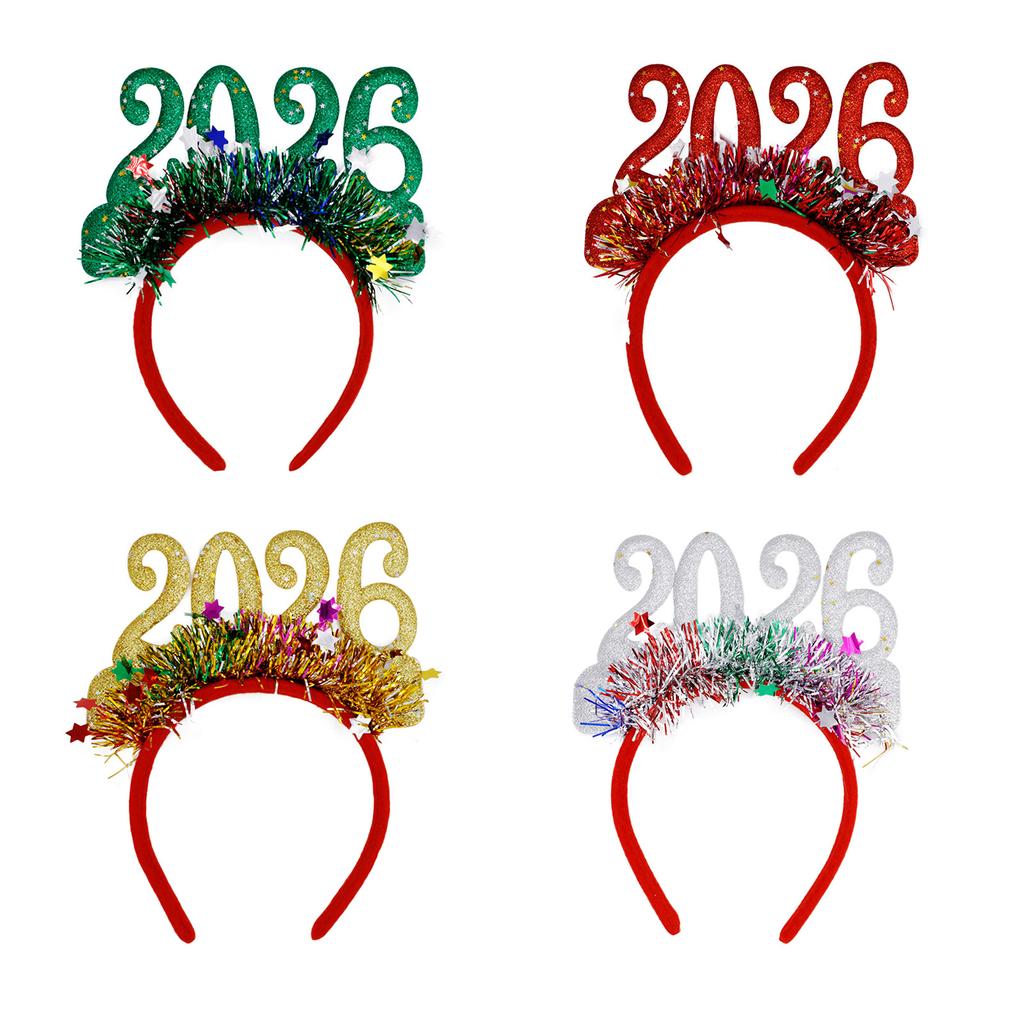 New Year 2026 Hairband Head Accessory Glitters Number Hairhoop Comfortable Party Headpiece for Festival Event Essential