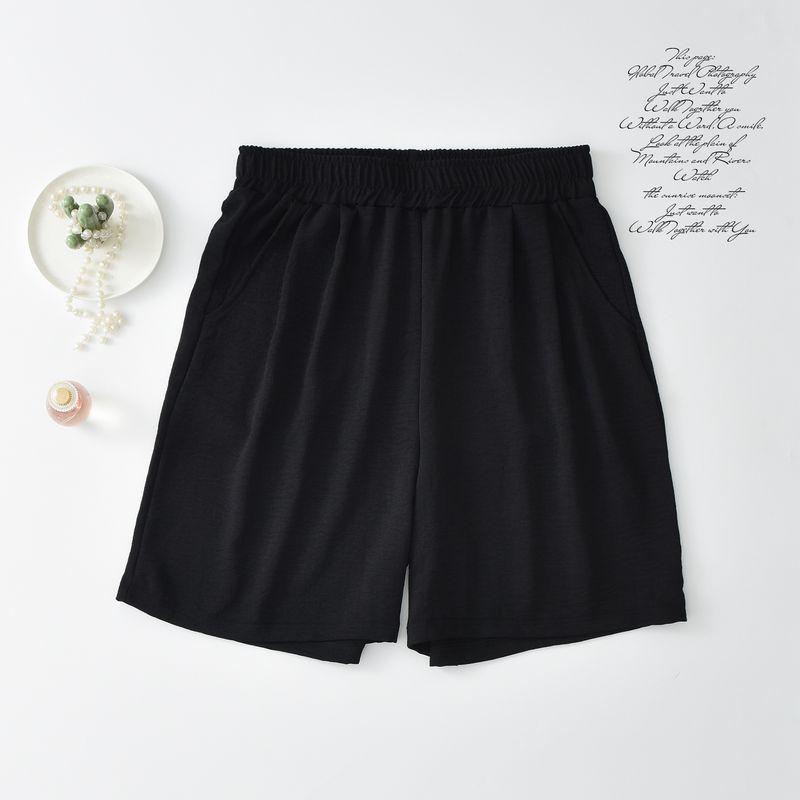 

2025 New Arrival Versatile Shorts Women s Summer Thin High Waist Casual Pants Pure Color Plus Size Loose Plisse Tencel Loose Pants Black M (recommended 40.00 kg-55.00 kg