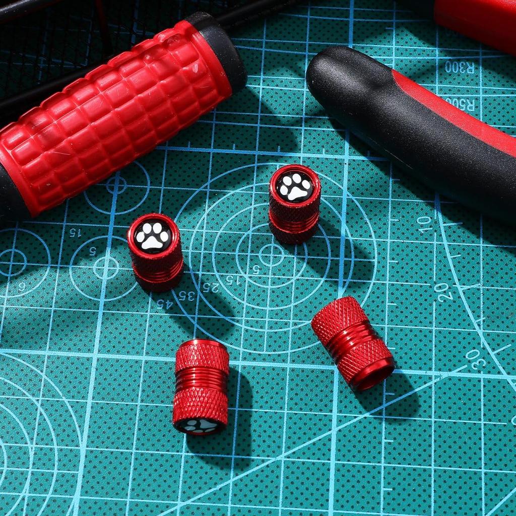 CALLARON Tire Air Valve, 4 Pieces, Tire Valve Cover, Car Tire Valve, Cap, Cat