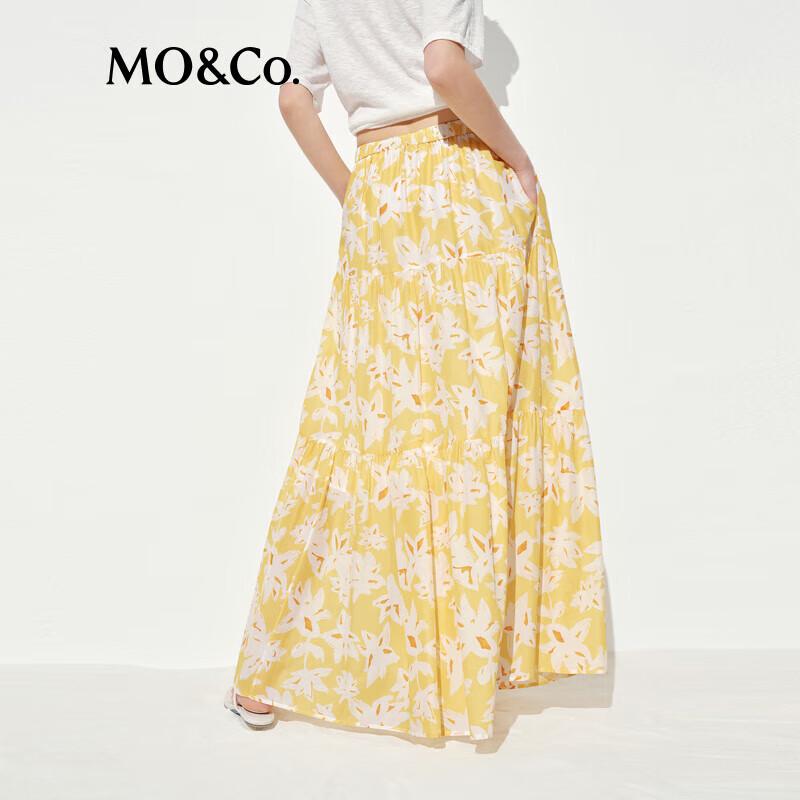MO&Co. Floral Print High-Waist Tiered Skirt