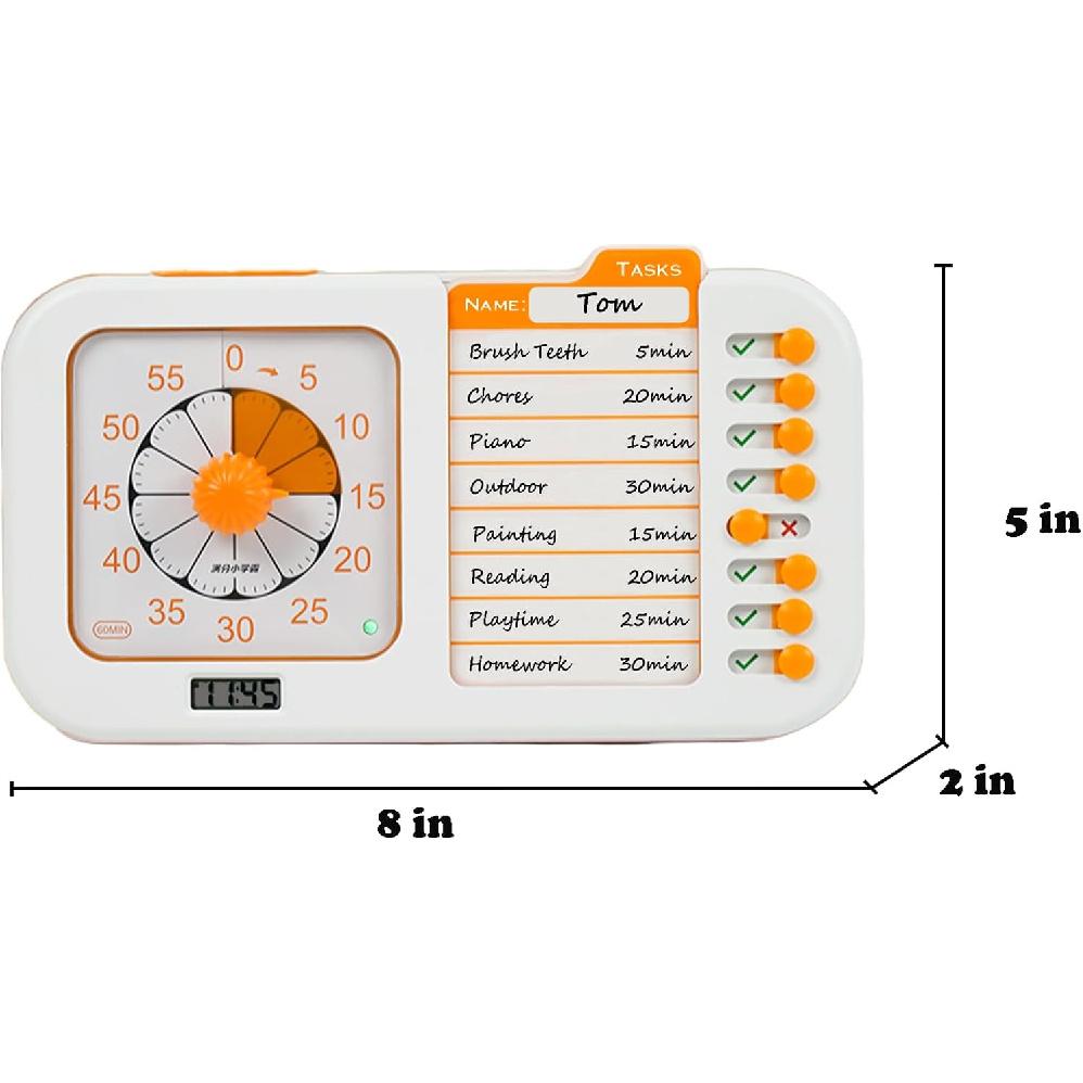 Chargeable Task Timer, to-do List with Visual Timer for Adults and Students, Daily Chore Board for Kids, 60-Minute Visual Timer for Classroom, Office
