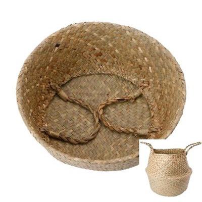 Seagrass Belly Basket Storage Plant Pot Foldable Nursery Laundry Bag Room Decor