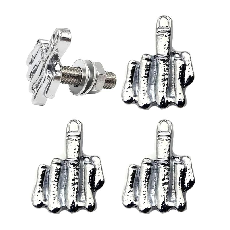 

4Pcs Middle Finger Bolts License Plate Screws License Plate Caps For Car Tag Frame Motorcycle Screws Replacement Kit серебряный