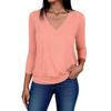 Women's Fashionable Casual Three-quarter Sleeve Solid Color Top