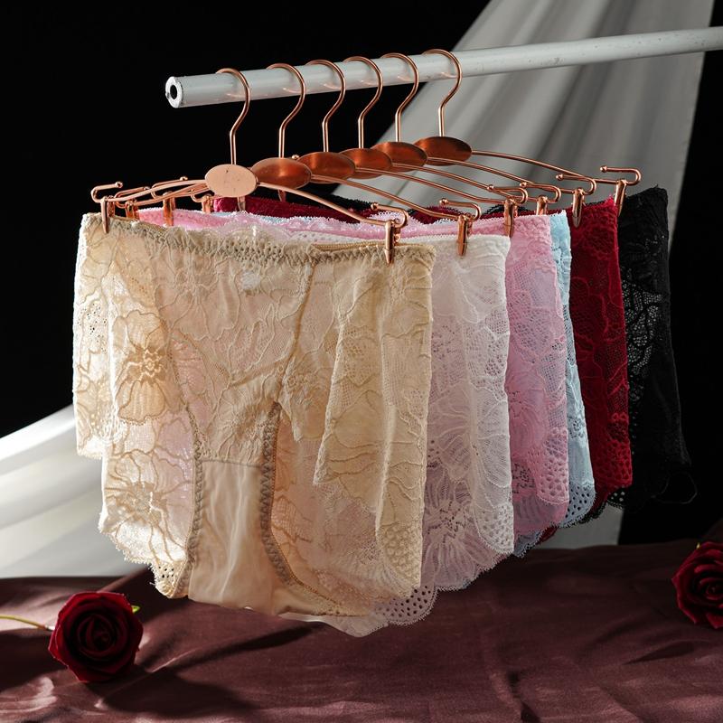L-2XL Damen High Waist Sexy Spitzen-Slips Hollow Weiche Unterwäsche Atmungsaktiv Übergröße Damen Lingerie