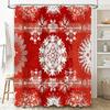 Red White Floral Shower Curtain Decorative Bathtub Liner for Bathroom Waterproof Christmas Holiday Home Decor Set Size 69x70 (L)
