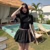 French Hepburn Style Waist Black Dress Women's Summer New Small Temperament Wear with Bud Skirt