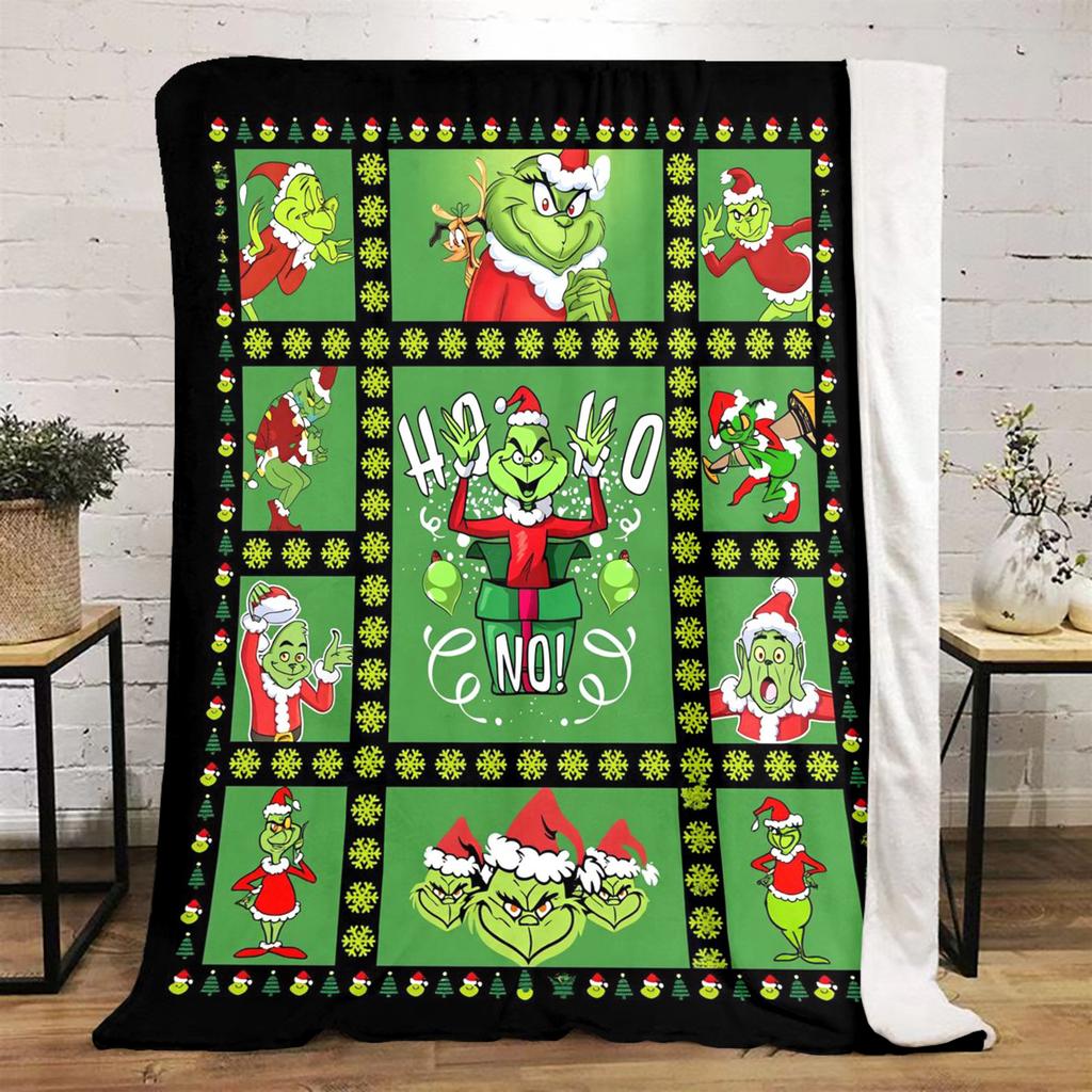 Christmas Gift Comedy Movie How the Grinch Stole Christmas blanket home warming, four season bed decoration sofa cover flannel throwing blanket K10