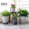 Duurzame Hars Bloempotten voor Tuin Moderne Plantenpot met Schotel, Grijze Bloem Draagbare Bakken Terras Drainagegaten, Steen-Look Bloempot Binnen